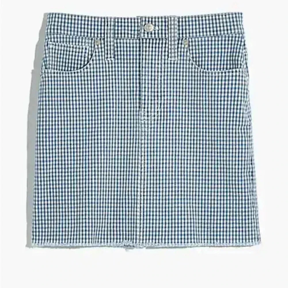 Madewell Stretch Straight Mini Skirt in Gingham: Raw-Hemmed Edition - Picture 2 of 8